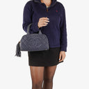Chanel Timeless CC Medium Bowler Bag Navy Quilted Caviar Gold-Tone Hardware