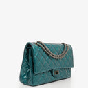 Chanel 2.55 Reissue 227 Double Flap Bag Turquoise Quilted Patent Leather And Silver Finishes