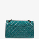 Chanel 2.55 Reissue 227 Double Flap Bag Turquoise Quilted Patent Leather And Silver Finishes