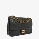 Chanel Medium Classic Vintage Double Flap Bag Black Quilted Lambskin 24K Gold-Plated Hardware