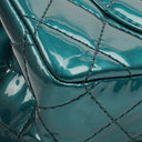 Chanel 2.55 Reissue 227 Double Flap Bag Turquoise Quilted Patent Leather And Silver Finishes