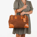 Prada Brown Canvas and Leather Soft Bag