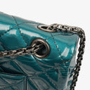 Chanel 2.55 Reissue 227 Double Flap Bag Turquoise Quilted Patent Leather And Silver Finishes