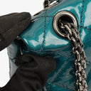 Chanel 2.55 Reissue 227 Double Flap Bag Turquoise Quilted Patent Leather And Silver Finishes