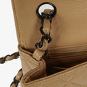 Chanel Single Flap Bag Beige Quilted Lambskin With Black Hardware