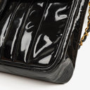 Chanel Jumbo CC Vertical Black Quilted Patent Leather Flap Bag 24K Gold-Plated Hardware