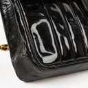 Chanel Jumbo CC Vertical Black Quilted Patent Leather Flap Bag 24K Gold-Plated Hardware