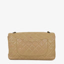 Chanel Single Flap Bag Beige Quilted Lambskin With Black Hardware