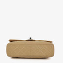 Chanel Single Flap Bag Beige Quilted Lambskin With Black Hardware