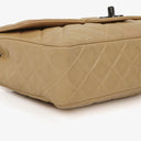 Chanel Single Flap Bag Beige Quilted Lambskin With Black Hardware