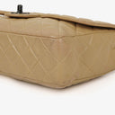 Chanel Single Flap Bag Beige Quilted Lambskin With Black Hardware