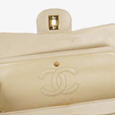 Sac Double Rabat Classique Moyen Vintage Chanel en Agneau Matelassé avec Ferrures Plaquées Or 24K
