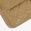 Chanel Single Flap Bag Beige Quilted Lambskin With Black Hardware