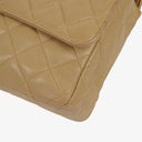 Chanel Single Flap Bag Beige Quilted Lambskin With Black Hardware