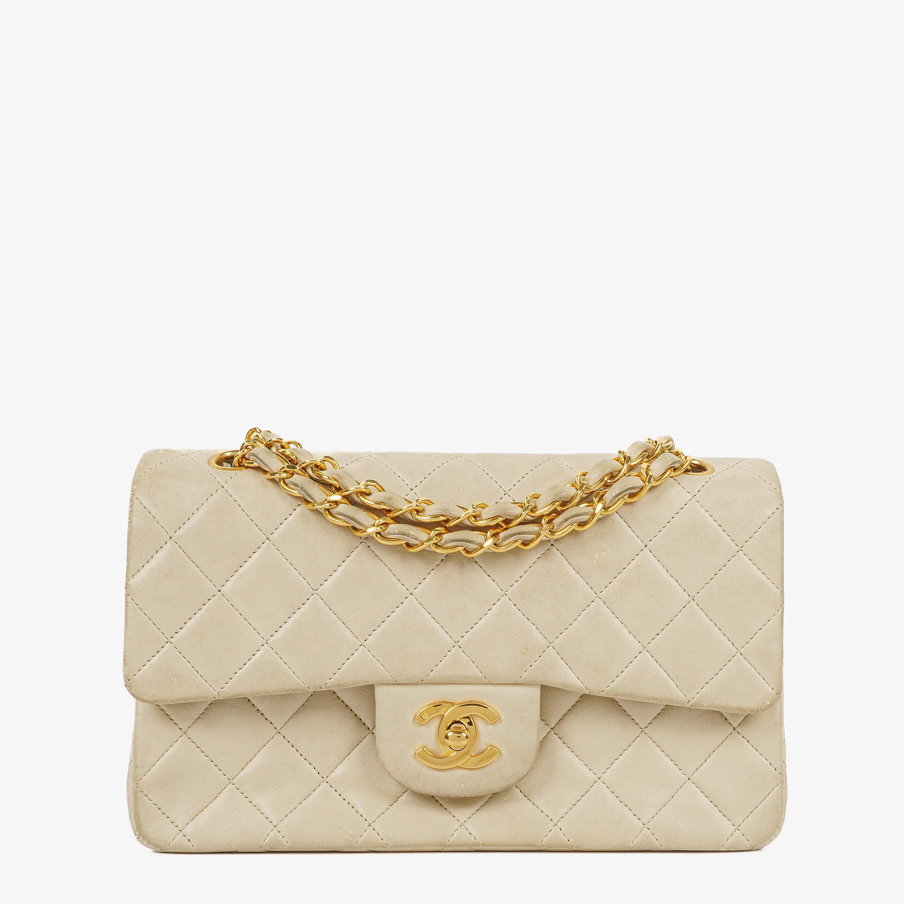 Chanel Small Classic Vintage Double Flap Bag Quilted Lambskin 24K Gold-Plated Hardware