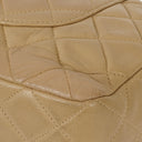 Chanel Single Flap Bag Beige Quilted Lambskin With Black Hardware