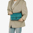 Chanel 2.55 Reissue 227 Double Flap Bag Turquoise Quilted Patent Leather And Silver Finishes
