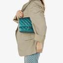 Chanel 2.55 Reissue 227 Double Flap Bag Turquoise Quilted Patent Leather And Silver Finishes