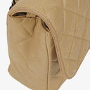 Chanel Single Flap Bag Beige Quilted Lambskin With Black Hardware