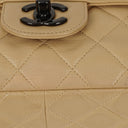 Chanel Single Flap Bag Beige Quilted Lambskin With Black Hardware