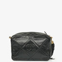 Chanel Vintage CC Black Quilted Lambskin Camera Tassel Bag
