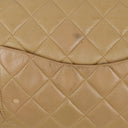 Chanel Single Flap Bag Beige Quilted Lambskin With Black Hardware