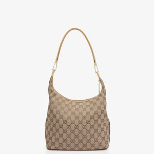 Gucci Monogram GG Canvas and Leather Hobo Shoulder Bag
