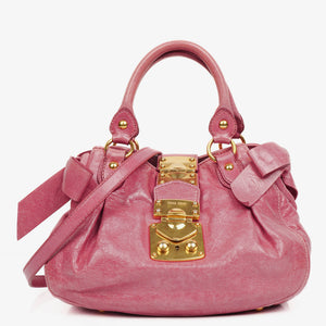 Miu Miu Peonia Vitello Lux Satchel Bow Bag
