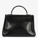 Hermes Vintage Kelly 32 Retourne In Black Box Calf With Gold Hardware