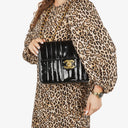 Chanel Jumbo CC Vertical Black Quilted Patent Leather Flap Bag 24K Gold-Plated Hardware