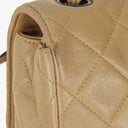 Chanel Single Flap Bag Beige Quilted Lambskin With Black Hardware