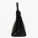 Hermes Vintage Kelly 32 Retourne In Black Box Calf With Gold Hardware