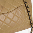 Chanel Single Flap Bag Beige Quilted Lambskin With Black Hardware