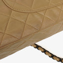 Chanel Single Flap Bag Beige Quilted Lambskin With Black Hardware