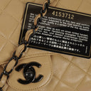 Chanel Single Flap Bag Beige Quilted Lambskin With Black Hardware