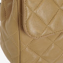 Chanel Single Flap Bag Beige Quilted Lambskin With Black Hardware