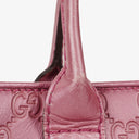Gucci Heart Bit Fresia Rose Charm Metallic Soft Guccissima Large Top Handle Tote