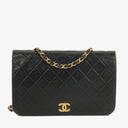 Chanel Klassische Full Flap Tasche Schwarzes Steppleder 24K Vergoldete Beschläge
