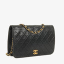 Chanel Klassische Full Flap Tasche Schwarzes Steppleder 24K Vergoldete Beschläge