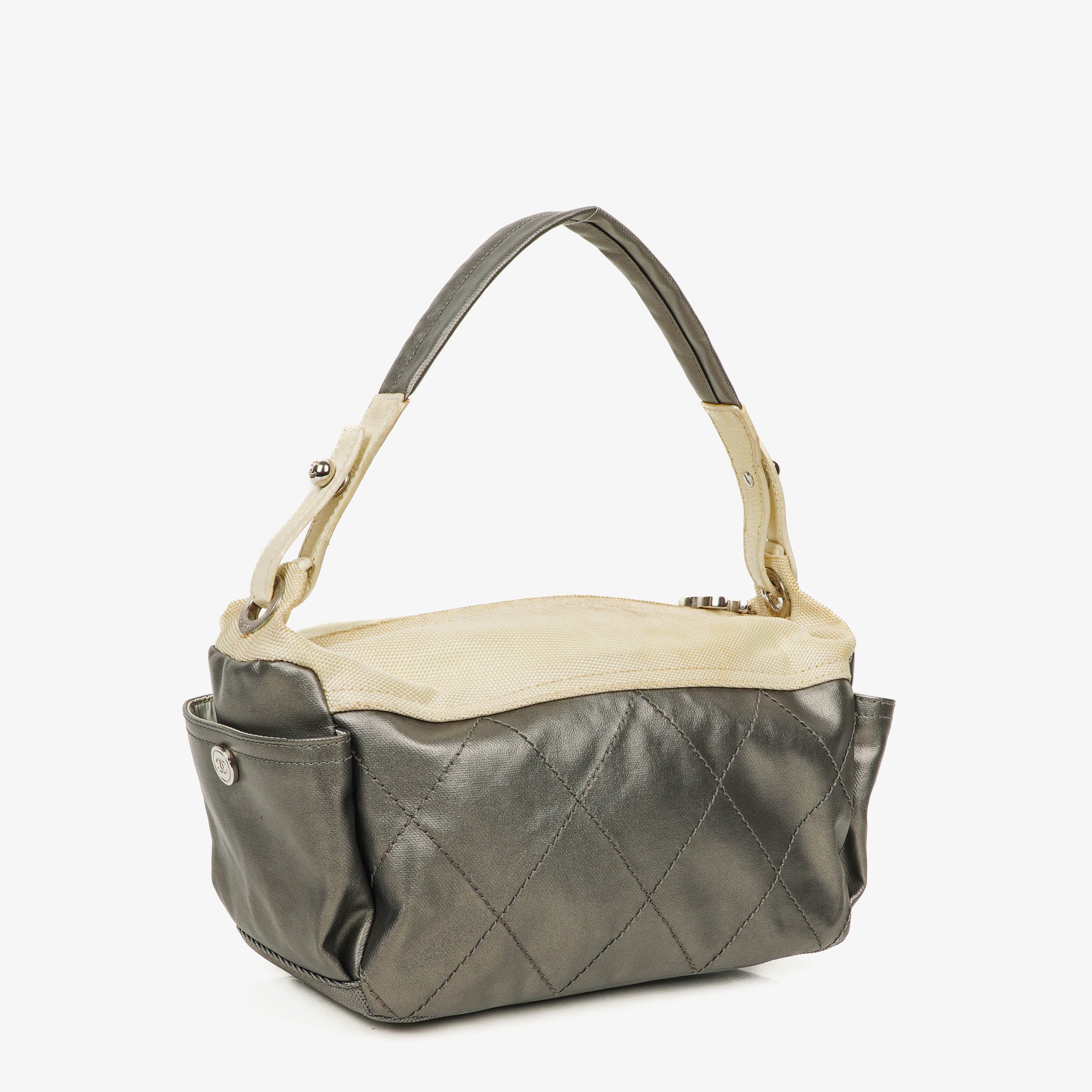 Chanel Paris-Biarritz Silber Und Creme Hobo Tasche