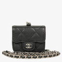 Chanel Airpods Pro Case In Black Caviar Quilted Leather With Silver-Tone Hardware