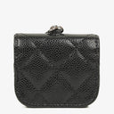 Chanel Airpods Pro Case In Black Caviar Quilted Leather With Silver-Tone Hardware