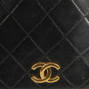 Chanel Klassische Full Flap Tasche Schwarzes Steppleder 24K Vergoldete Beschläge