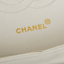 Chanel Medium Classic Double Flap Bag White Chevron Quilted Lambskin 24K Gold-Plated Hardware