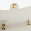 Chanel Medium Classic Double Flap Bag White Chevron Quilted Lambskin 24K Gold-Plated Hardware