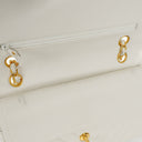 Chanel Medium Classic Double Flap Bag White Chevron Quilted Lambskin 24K Gold-Plated Hardware