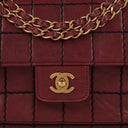 Chanel Double Stitch Red Square Lambskin Flap Bag
