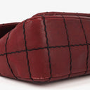 Chanel Double Stitch Red Square Lambskin Flap Bag