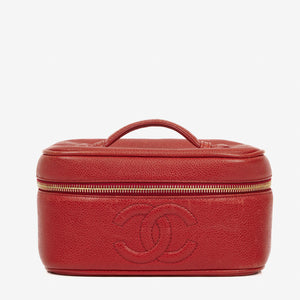 Chanel Red Leather Vanity Case