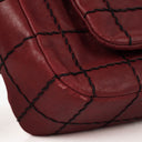 Chanel Double Stitch Red Square Lambskin Flap Bag